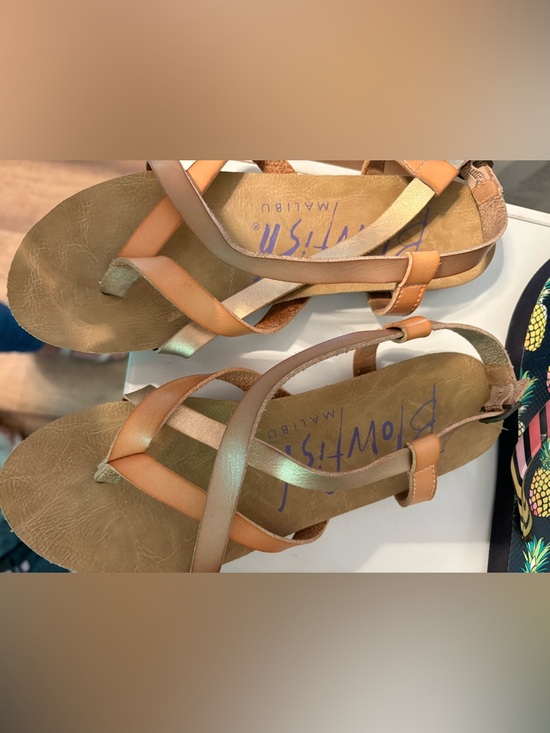 Blowfish Shoes - Blowfish Tan and Gold Metallic Strappy Women's Sandals